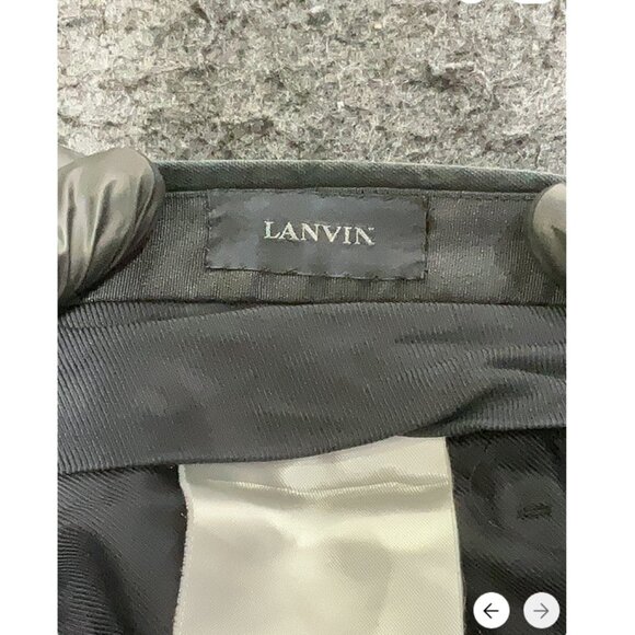 🖤 Lanvin Black Cigarette Pants w/ Blue Satin Stripe – Tailored Fit, Size Medium - Picture 2 of 9